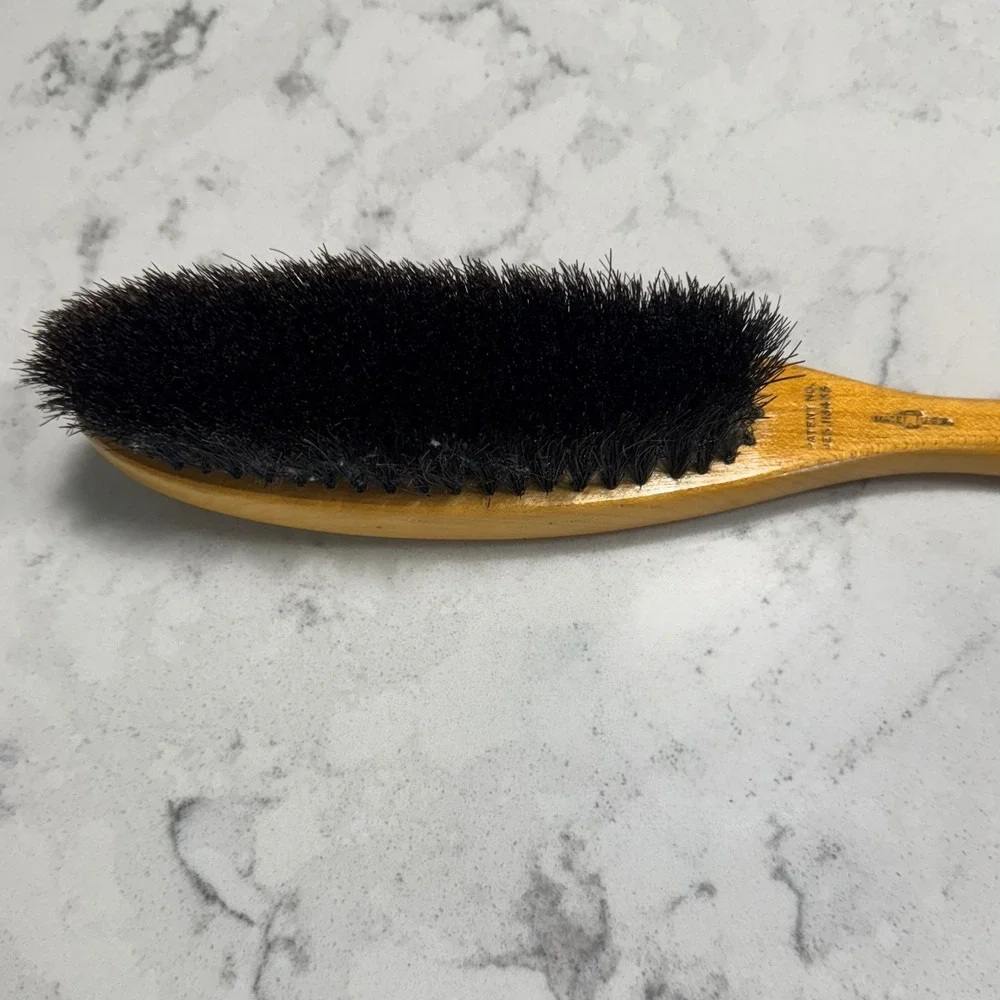 Vintage Wooden Clothing Brush and Shoe Horn Natural Bristle‎ Excellent Condition
